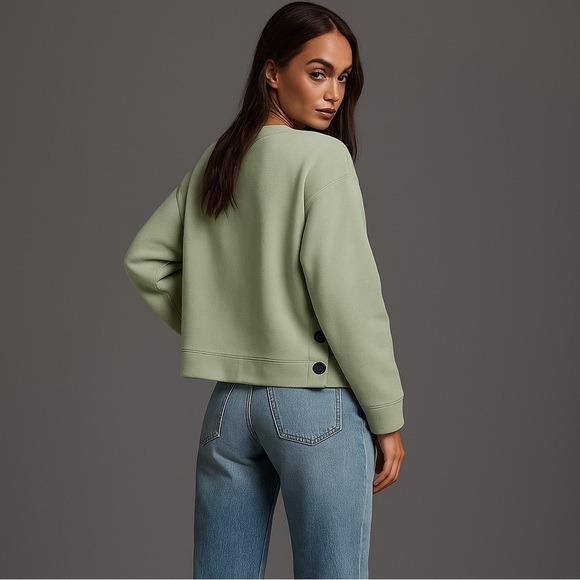 NEW Madewell Sweatshirt Brushed Side Button Details Relaxed Pullover Womens S - Picture 8 of 10